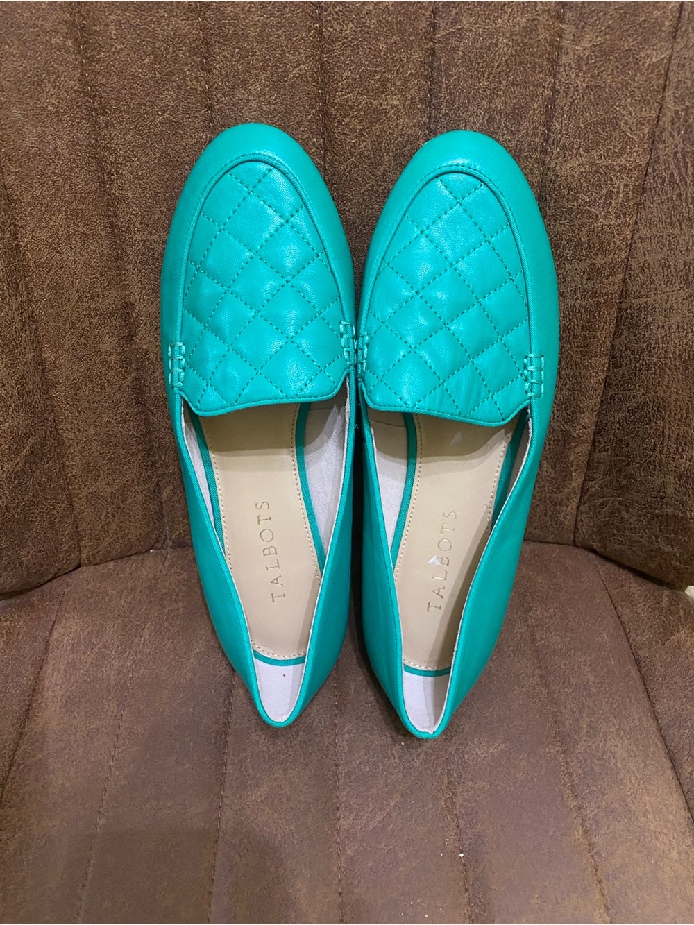 Talbots Quilted Teal Leather Loafers - Women's